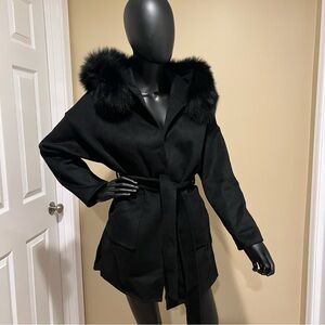 Fox Fur Winter Trench Coat Wool Jacket Parka Bomber Fall Jacket Warm Cardigan